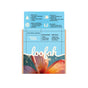 A box of Soapymania Hawaiian Splash Exfoliating Loofah Bar Soap in blue and orange packaging, with vegan, cruelty-free, and sulfate-free ingredients for gentle exfoliation, plus a close-up of a flower with water droplets.