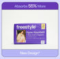 A purple pack of Freestyle Tree Free Bamboo Diapers, size 2, shows a smiling woman and baby. The pack highlights 
