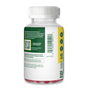 A white bottle of MegaFood Magnesium Citrate Raspberry Gummies with a white cap features a green and yellow label showing supplement facts, QR code, recycling icons, and benefit text for muscle, bone, heart, and nerve health.