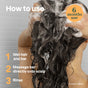A person massages ATTITUDE super leaves Shampoo Volume & Shine Bar into their long, wet hair in the shower. Instructions: 1. Wet hair and bar, 2. Massage bar onto scalp, 3. Rinse. Lasts up to 6 months of use.