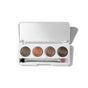 The RMS Beauty ReDimension Hydra Eyes Quartet is a white rectangular eyeshadow palette featuring four shimmery neutral shades and a dual-ended brush, all in an open case.