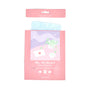A pink package labeled FaceTory Calming Face Sheet Mask shows a plant, coffee cup, and envelope. The opened pack reveals a blue mask inside—ideal for sensitive skin with soothing heartleaf extract.