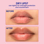 A split image shows dry lips before and smooth, glossy lips after using FaceTory’s Berry Jam Lip Mask. Text reads: DRY LIPS? Try this overnight lip mask for nourishment and protection while you sleep.