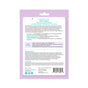 Back of a FaceTory Soft Hands Moisturizing Hand Mask: light purple package with white and teal accents highlights deep hydration, ingredients, instructions, and benefits for soft hands. Social media and contact info appear at the bottom.