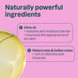 A graphic on a pink background highlights ATTITUDE’s super leaves Body Soap Bar with olive oil, watercress & Indian cress—powerful natural, vegan ingredients for moisturizing skin. A dish of oil appears partly in the lower left corner.