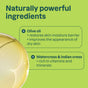A graphic featuring Naturally powerful ingredients highlights EWG Verified and natural ingredients in ATTITUDE super leaves Body Soap Bar: olive oil for skin moisture, watercress & Indian cress for vitamins and minerals, plus a partial dish.