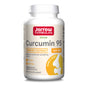 A white bottle of Jarrow Curcumin 95 500mg Veggie Capsules with a red label—vegan, non-GMO, gluten free—contains 120 capsules with turmeric antioxidant extract, supporting bone and joint health.