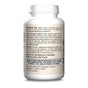 A white Jarrow Mastic Gum 1000mg Veggie Capsules bottle is turned backward, displaying black text with usage instructions, warnings, and supplement facts to support gastrointestinal health.