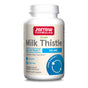 A white bottle labeled Jarrow Milk Thistle 150mg with 30:1 standardized silymarin extract for liver support, containing 200 non-GMO, gluten-free veggie capsules.