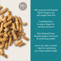 K9 Natural Dog Food - Grain-Free, Freeze-Dried pellets are shown on a beige surface, with features including 94% real meat, grass-fed beef, wild-caught fish, green mussels, easy digestion, and high protein to support weight control.
