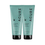 Two teal tubes of Acure Ultra Hydrating Shampoo and Conditioner Set, 8 fl oz (236 ml) each with black caps, featuring a hydrating formula with organic pumpkin seed and argan oils, displayed on a minimalist white background.