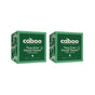 Two green cubes of Caboo Buy One, Get One Free - Tree Free Lotion Facial Tissue, each with 50 lint-free 3-ply tissues. Boxes display the brand and highlight they're made from renewable bamboo.