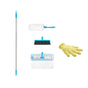 The Grove Collaborative Buy Easy-Click Home Cleaning Set includes a long silver handle, white duster, black broom head, blue-accented reusable pads, and comes with a free yellow High Performance Dusting Glove—shown on a white background.
