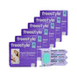 Five packs of Freestyle Tree Free Bamboo Diapers, size 4, are stacked behind three packs of Freestyle Jumbo Wipes with a teal label. All packaging from the Starter Set - One Month Supply is purple and white.