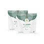 Two white and green resealable grab green bags of 3 in 1 Laundry Detergent Pods stand upright against a white background. Each concentrated Vetiver-scented bag contains pods for 17 loads.