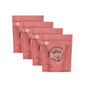 Four pinkish-red resealable pouches of grab green Stoneworks Laundry Detergent Pods – Rose Petal are displayed in a row, each labeled for 50 loads and featuring a circular logo promoting deep cleaning and odor neutralizing.