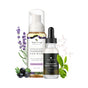 A bottle of Tree To Tub Buy Hydrating Face Wash, Get Anti-Aging Peptide & Niacinamide Serum FREE, surrounded by sprigs of lavender, soapberries, and green leaves.