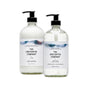 Get The Unscented Company's "Buy a Hand and Body Lotion, Get a Hand Soap Free" set: two 475mL clear pump bottles (Lotion & vegan Hand Soap) with minimal white labels and blue design.