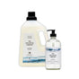 Two minimalist bottles from The Unscented Company: a large fragrance-free laundry detergent with black cap and a smaller hand soap, featured in the “Buy Laundry Detergent, Get a Hand Soap Free” offer—both displaying wave imagery.