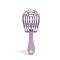 A lavender, travel-friendly Kitsch Hair Detangling Brush Duo Gift Set features a curved, open design and textured bristles. Shown upright with a handle hole for easy storage against a white background.