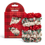 The Kitsch Holiday Ruched Satin Scrunchies Gift Set includes seven satin scrunchies in red, white, and green plaid—perfect for styling or gifting as festive holiday hair ties.