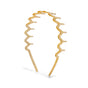 The Kitsch Zigzag Headbands Holiday Set - Recycled Plastic features gold, glittery zigzag headbands—ideal festive accessories—shown upright on a white background.