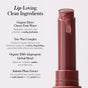 On the right is a pink tube of RMS Beauty’s Legends to Love Kit - Full-Size Serum Lipsticks with a drop at the tip. On the left, text highlights clean lip-loving ingredients: cherry fruit water, trio-wax complex, herbal blend, and plum extract.