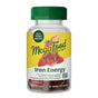 MegaFood Iron Energy Gummies, strawberry flavor, provide iron plus vitamins B6 & B12 for energy support. Each bottle contains 60 gummies suitable for kids, teens, and adults. The label features strawberries.