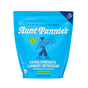 Bright blue pouch of Aunt Fannie's Laundry Detergent Powder - Extra Strength, with a walking person holding a flower, eucalyptus scent, product details, and "enzyme powered" formula tough on stains featured on the front.