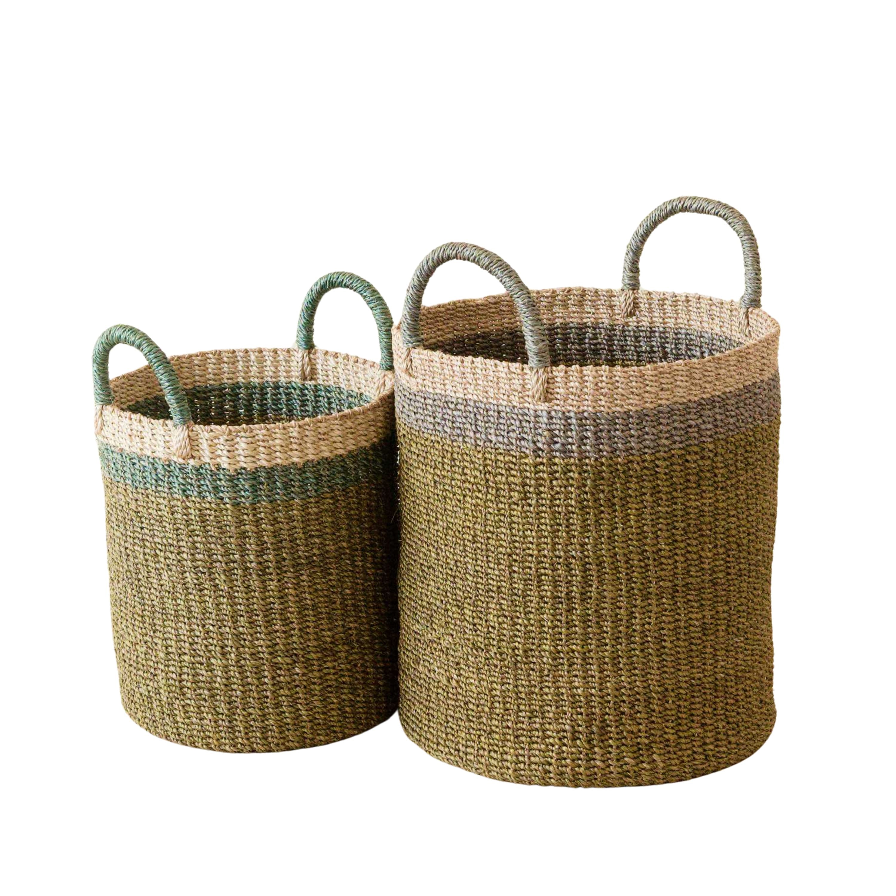 LIKHA Abaca Cylinder Basket with Handles, Set of 2 - Thumbnail 2