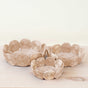 The LIKHA Abaca Fruit Basket Circles, set of 3, are round handcrafted baskets in small, medium, and large sizes. Made from sustainable abaca fiber with scalloped edges, they add a natural accent to your space.