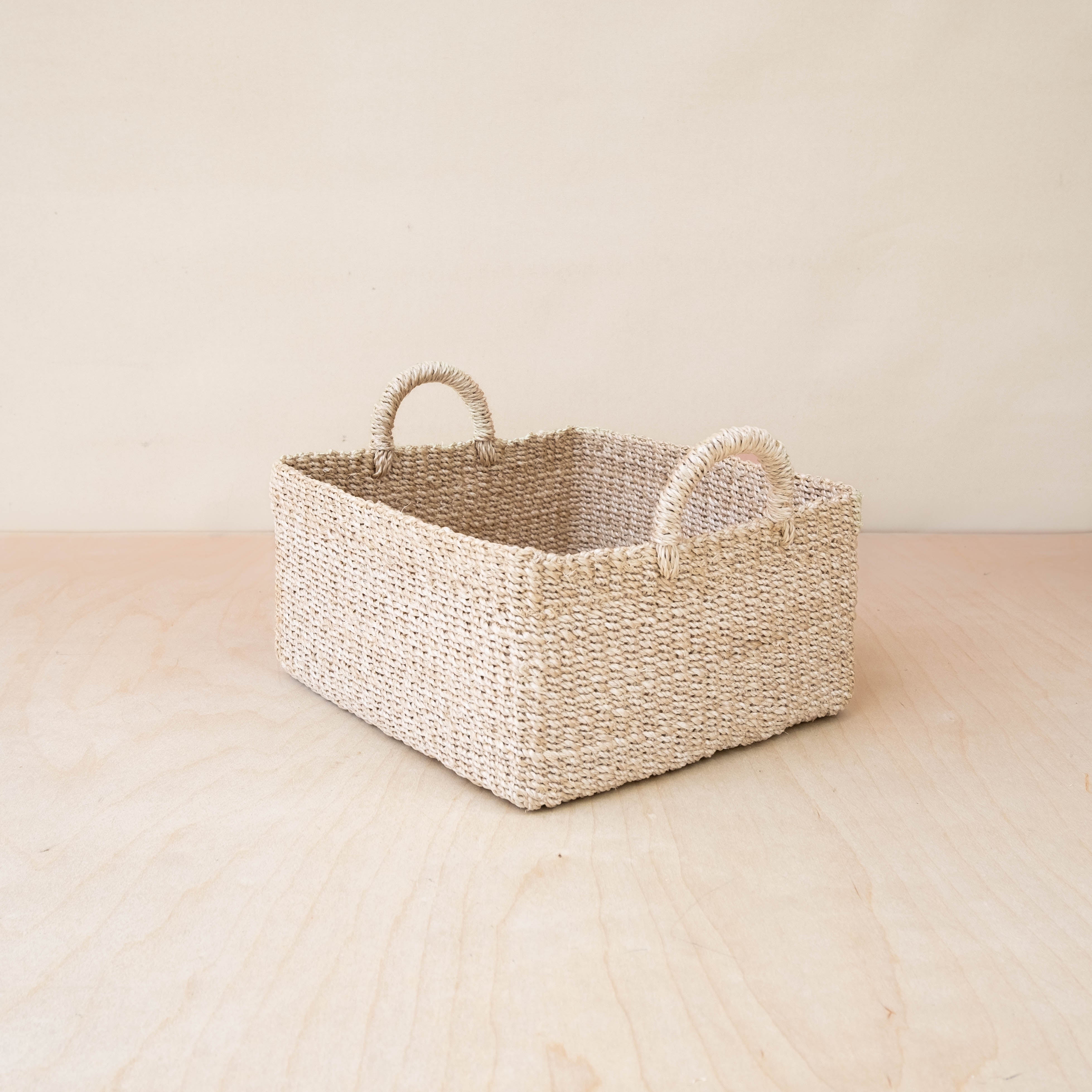 LIKHA Abaca Square Tabletop Basket with Handles - Thumbnail 4