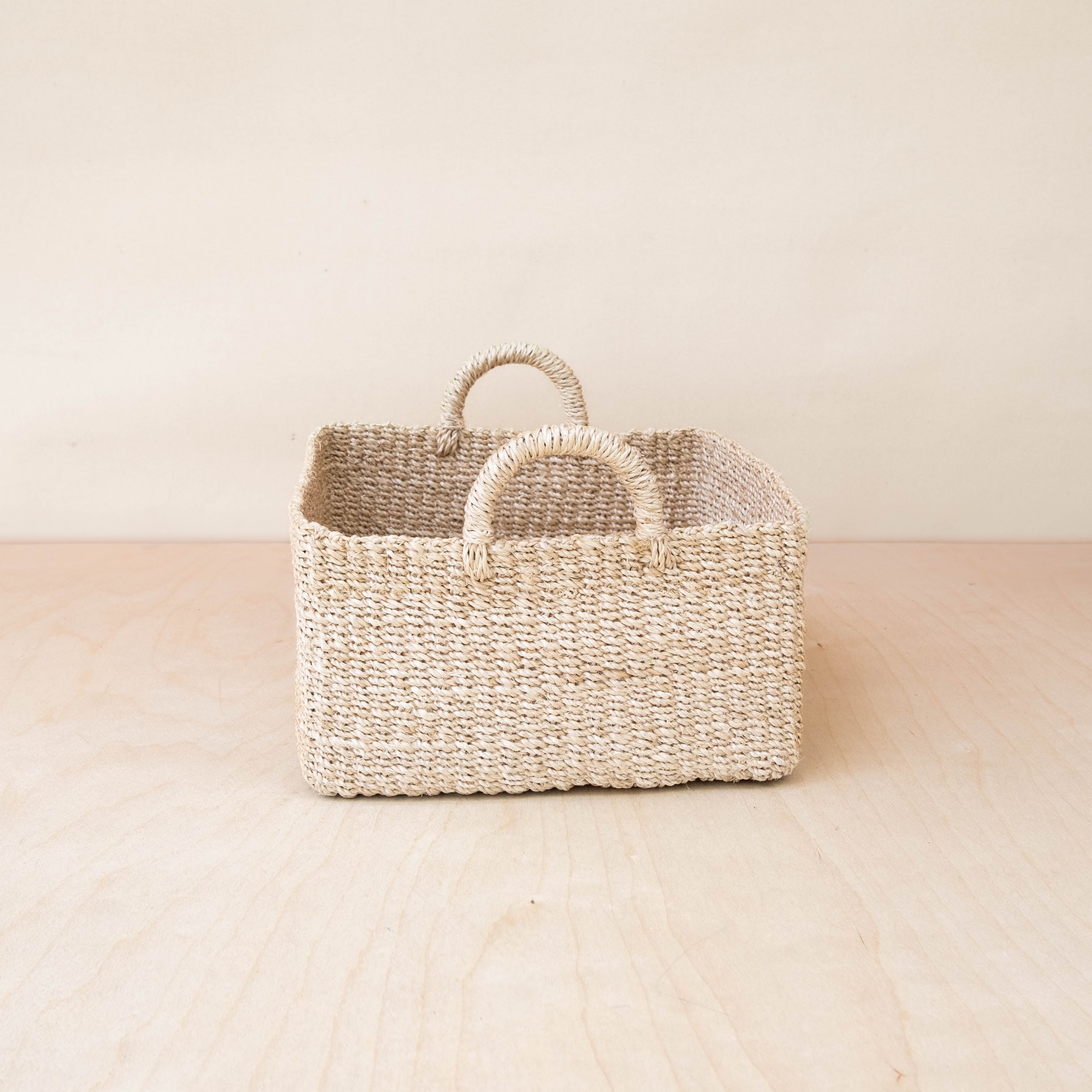 LIKHA Abaca Square Tabletop Basket with Handles