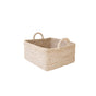 The LIKHA Abaca Square Tabletop Basket with Handles is a handwoven basket made from natural fibers, featuring two rounded handles and shown against a white background.