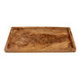 The LIKHA Acacia Serving Tray - Rectangle features a natural swirling wood grain and a slightly raised edge, crafted in accordance with Fair Trade Federation principles.