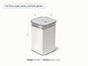 The Caraway Glass Airtight Container, 4 qt, features a non-toxic glass body with a silver lid, measures 9" tall by 6" wide, holds up to 3.8 L (2.5 lbs), and is perfect for storing flour, sugar, pasta, or bulk goods.