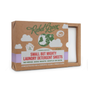 A brown box of Rebel Green Laundry Detergent Sheets in lavender & grapefruit scent, labeled "Small But Mighty," features sustainable, dissolvable detergent that's gentle on skin.