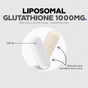 Two Codeage Liposomal Glutathione Capsules, 1000 mg—one white, one beige—display natural color variation. A line shows each capsule is 0.90 inches long.