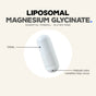 A white capsule labeled as Codeage Liposomal Magnesium Glycinate Capsules, measuring 0.94 inches and formulated with magnesium bisglycinate, is described as an essential mineral supplement that is gluten free; note that natural color variation may occur.