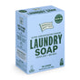 A blue box of Ingredients Matter Laundry Soap Powder 30 Load in lotus leaf and sea salt scent, labeled plastic-free and hypoallergenic, with usage instructions and a Safer Choice certification.
