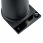 Close-up of a SAKI Luna Electric Kettle Pro digital scale with a round base and a black display showing 104 in orange numbers. Ideal for use with the Luna Electric Kettle Pro or other temperature control kettles, the scale features touch buttons and a knob on the right side. The background is plain light gray.