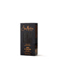 A box of SheaMoisture African Black Soap Bar Soap with Shea Butter, featuring a window that reveals the black soap inside. The natural skin cleanser comes in packaging that is predominantly black with orange and white text.