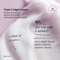 Close-up of a white night cream swirl from The Winter Hydration Gift Set, featuring 19 actives, 3 forms of Vitamin C, and 97% effectiveness in reducing fine lines and wrinkles.