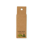 A brown recycled cardboard tag for Me Mother Earth's Refillable Charcoal Dental Floss features a top hole, “Mother Earth Thanks You” text, “100% Vegan,” a recycling symbol, and mentions eco-friendly and refillable floss options.