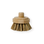 Me Mother Earth Scrub Brush for Pots and Pans - Refill Head Only: Round bamboo head with stiff natural sisal bristles and a threaded top for handle attachment. Ideal as a modular pot brush refill. Isolated on white background.