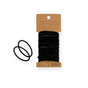 Me Mother Earth Hair Ties made from cotton and natural rubber, shown on a brown cardboard backing with two ties separated from the pack, all set against a white background.