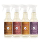 The Mrs. Meyer's Multi-Surface Cleaner Set - Fall Collection features four bottles in Acorn Spice, Fall Leaves, Apple Cider, and Elderberry scents, each with a unique colored label and white spray top, arranged side by side.
