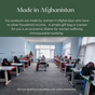 Women in Afghanistan sew the Set of 5 Reusable Gift Bags – Traditional Stripes from Waste Free Celebrations on solar-powered machines. Sales of these durable cotton bags support women with no other income.