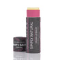 A tube of Chagrin Valley Soap & Salve Lip Balm Stick: Simply Natural Vegan with its lid placed beside it. The dark packaging with pink accents reads “Moisturizing Unscented Lip Therapy,” highlighting this natural lip balm.