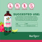 A bottle of MaryRuth’s Morning Multivitamin + Hair Growth Liquid sits beside suggested use text for adults, with icons above showing it is non-GMO, sugar-free, gluten-free, and nut-free.